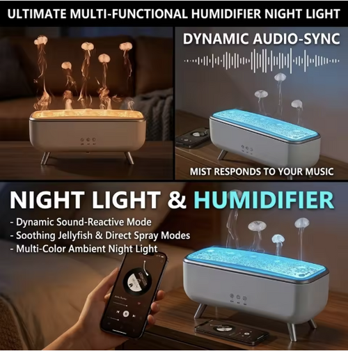 7-Color RGB Ambient Night Light Jellyfish Humidifier